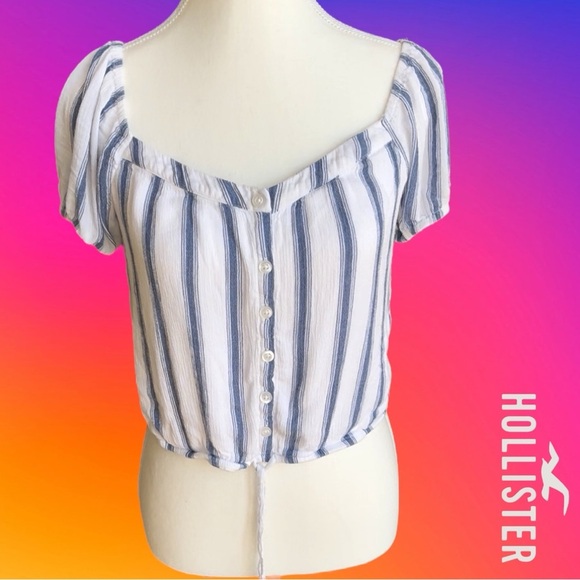 Hollister Blue and White Striped Blouse - Picture 3 of 11
